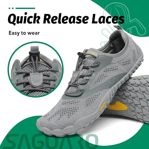 Miniatura 5 de Saguaro Hombre Mujer Zapatillas Barefoot Minimalistas Calzado De Training Ligeras Cmodas Para Caminar Senderismo Ciclismo Trail Running Trekking Playa Agua, Gris, 42 Eu