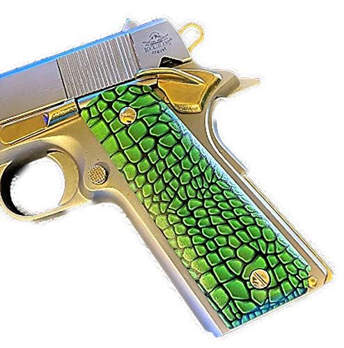 Gold Nickel 1911 Pistol Grips - Full Size Government Model Replacement
