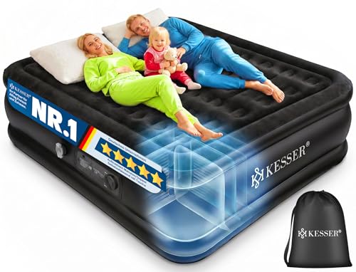 KESSER® Aufblasbare Matratze Luftbett Selbstaufblasend Gästebett mit eingebauter elektrischer Pumpe, Luftmatratze für Camping oder Heimgebrauch Mit Tasche, geeignet für 2 Person - 203 x 152,5 x 51cm