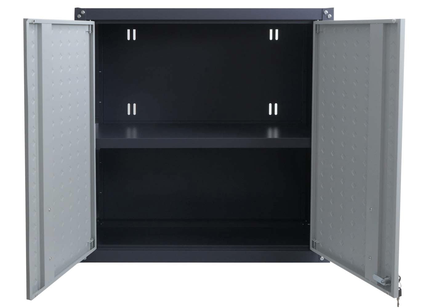 Mendler Armadio pensile HWC-O52, armadietto a muro, garage, con serratura, in acciaio 77x77x31cm - grigio chiaro/grigio scuro