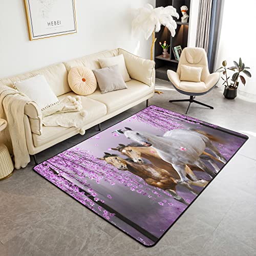 Tapis motif cheval au galop 100 x 150 cm antidérapant salon - 2
