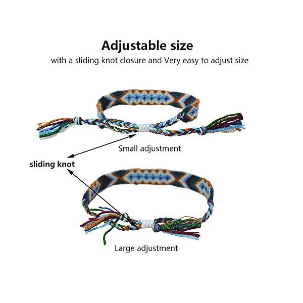 Tangser Nepal Woven Friendship Bracelets with a Sliding Knot Closure for Women, Kids, Girls, VSCO Girl and Men – Adjustable - Mix Color Random（Pack of 12）