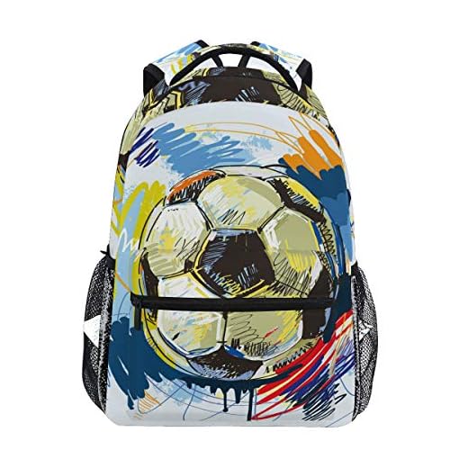 Pintar Fútbol Mochila Escolar Impermeable Mochilas Escolares para Estudiante Adolescentes Niñas Niños