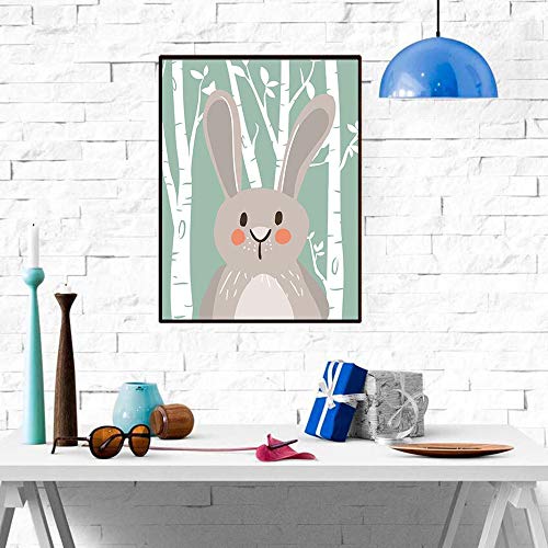 Trayosin Set van 4 posters voor de kinderkamer, DIN A4, decoratie voor de kinderkamer, bosdieren, Scandinavisch (beer… - Afbeelding 5