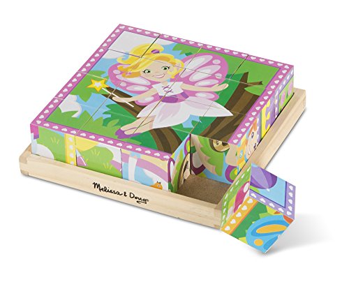 Melissa & Doug Princess and Fairy Wooden Cube Puzzle - 6 Puzzles in 1 (16 pcs)
