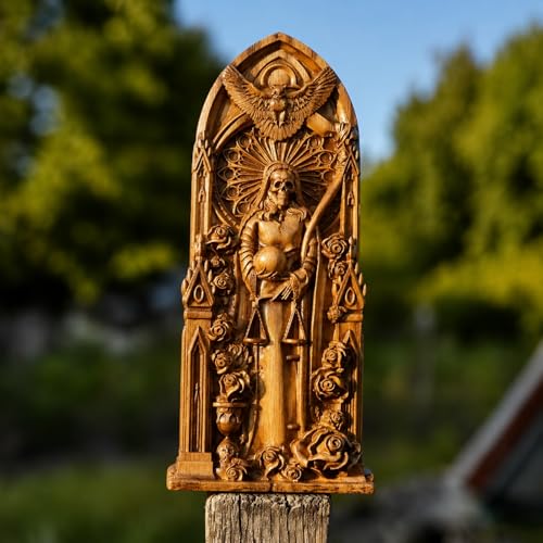 Estatua de Santa Muerte en Madera para Altar Hogar miniatura 3