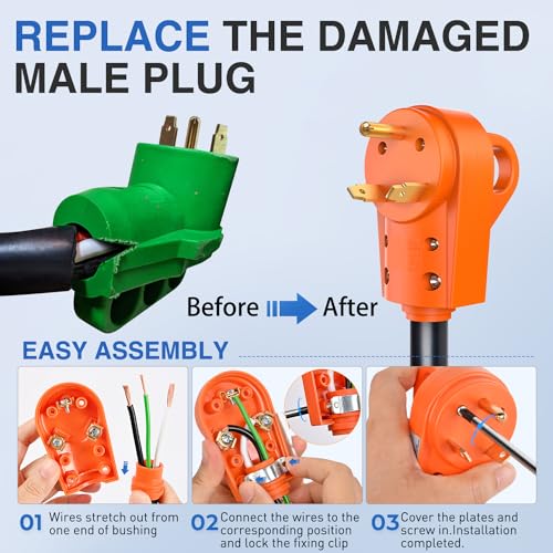 Image of Nilight 30 Amp RV Male and Female Plug Set ETL Listed
