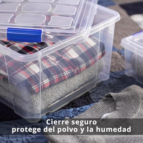 ForenTex Caja Almacenaje Plástico 16L con Tapa y Cierres (N1, 2 Uds) – Transparente, Apilable, para Juguetes, Zapatos, Documentos, Oficina y Hogar - imagen 5