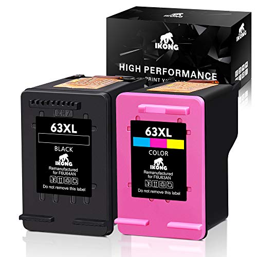 IKONG Remanufactured Ink Cartridge Replacement for HP 63 Ink with Ink Level Display,63XL Work with HP OfficeJet 5255 5258 4650 3830, Envy 4520 4516 4655, Deskjet 1112 2132 3630 3632 3634