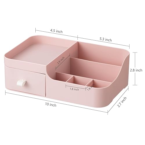 Miniatura 10 de HBlife Organizador de maquillaje de plástico para tocador con cajón, organizador grande para el cuidado de la piel, 8 compartimentos, organizador de