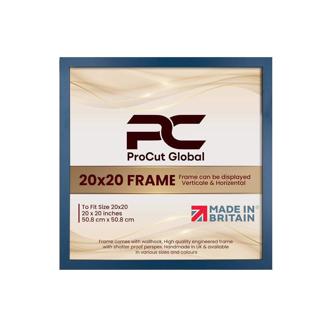 Procut Global 20X20 Navy Blue Picture Frames - Modern Wooden Photo Frame with Shatterproof Perspex for Wall or Tabletop - Perfect for Posters, Certificates, Prints - Sizes & Colors Available