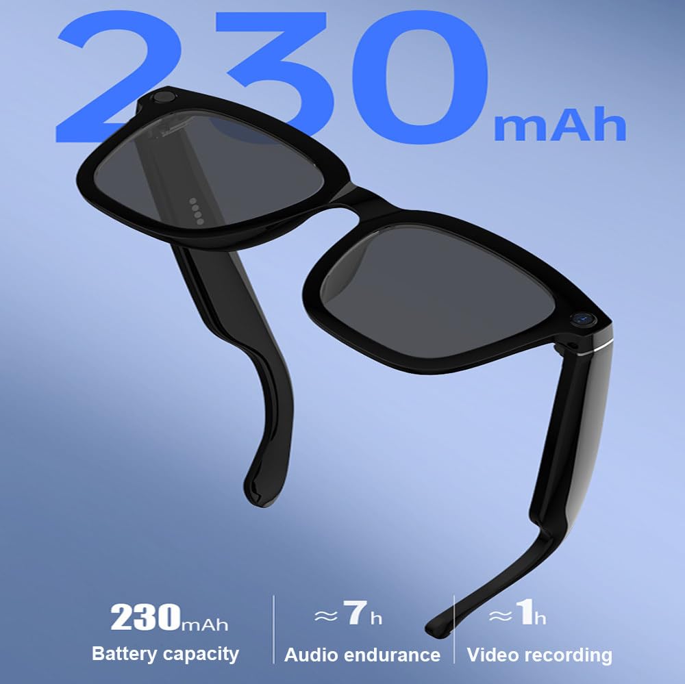 Occhiali Da Sole Intelligenti Con Intelligenza Artificiale,Con Fotocamera E Bluetooth,Sensore Indossabile,Riconoscimento Delle Immagini,Dialogo,Traduzione,Fotografia,Distanza Di 12M,Per La Guida