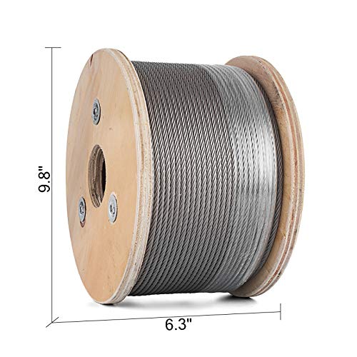 Smarketbuy 500 Ft Stainless Steel Cable Railing 3/16" 7X19 Wire Rope For Garage Doors Winches And Tie Down Applications T304 (500 Ft 3/16") #TOP1