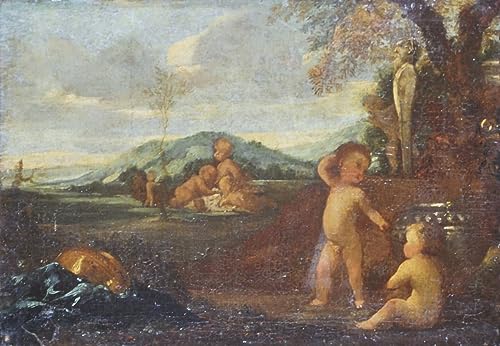 Poster Putti dans un paysage Nicolas Poussin pour masquer mur vide