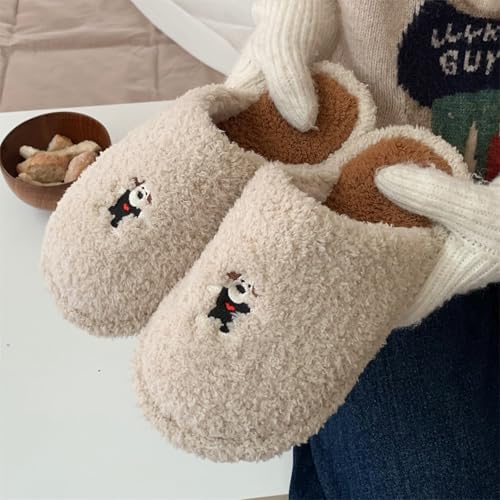 House Fuzzy Slip-on Slippers for Women's and Men's, Casual Mute Non-Slip Soft Bottom Shoes, Warm Cozy oft Lightweight Memory Foam2