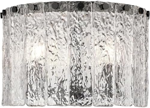 Z-Lite 1943F12-MB Glacier Flush Mount, 3-Light 180 Total Watts, Matte Black