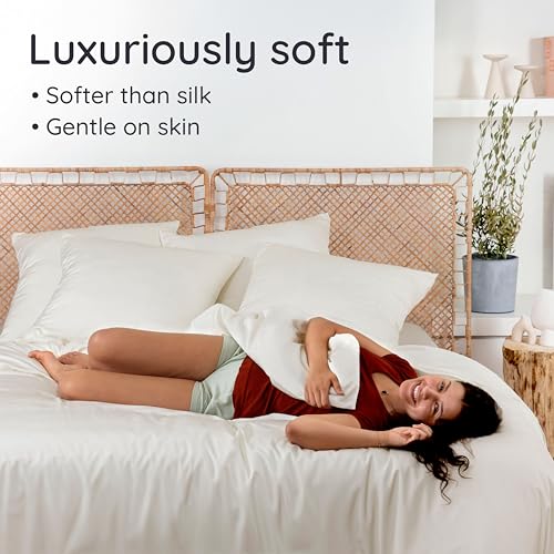 Bambaw 100% Viscose Derived from Bamboo Duvet Cover King Size - 3 Piece Duvet Cover Set King, Cooling, Breathable, Soft, No Comforter (Ivory)