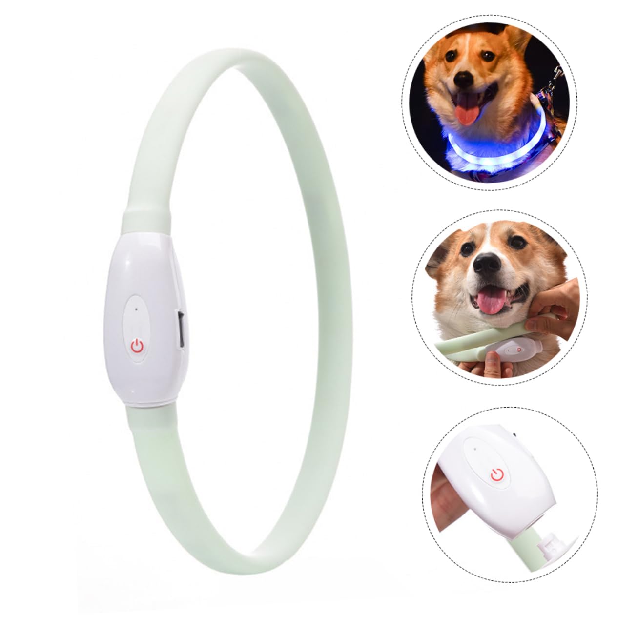 Angoily 3ensembles Collier LED Pet Glowing USB Rechargeable Ajustable pour Chiens avec Modes Lumineux Multiples Et Matériau
