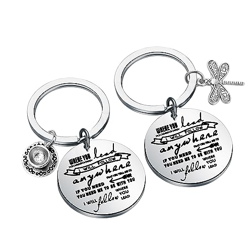CENWA Mother Daughter Keychain Set Gifts Where You Lead I Will Follow Keychain Set Friendship Jewelry Gifts