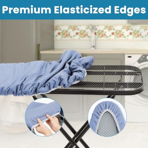 Image of Ironing Board Covers with Padding Standard Size, RAINHOL Blue 15 inchx54 inch | Extra Thick Aluminum Coated Iron Table Cover, Stain & Scorch Resistant Surface, Elastic Edge