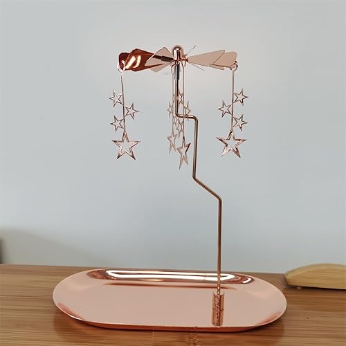 Miniatura 5 de Kingnero Portavelas giratorio con bandeja, soporte giratorio para velas de té, vela de carrusel Glod para Navidad, Día de San Valentín, decoración