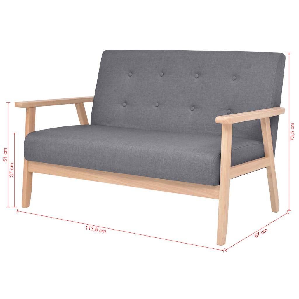 vidaXL Ensemble de canapés 2 pcs Tissu Gris foncé