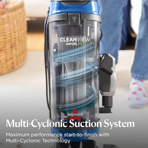 Image of Bissell CleanView Swivel Vacuum with Triple Action Brush Roll, Swivel Steering, Extension Wand, Easy-Empty Dirt Tank, Multi-Cyclonic Suction System
