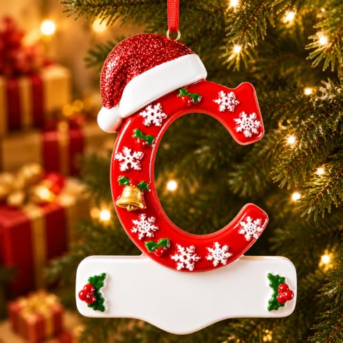 Image of Bemaystar 3D Resin Letter Christmas Ornaments, Hand Painted Initial Christmas Tree Ornaments, Premium Holiday Decoration for Family Christmas Tree Decor, Ornaments for Christmas Tree, C