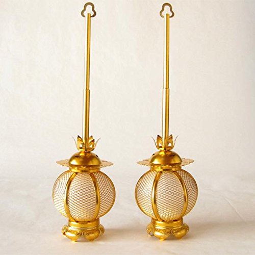 Amazon｜仏具 吊灯籠 院玄灯篭丸型 アルミ金色 小(一対入り) LEDライト