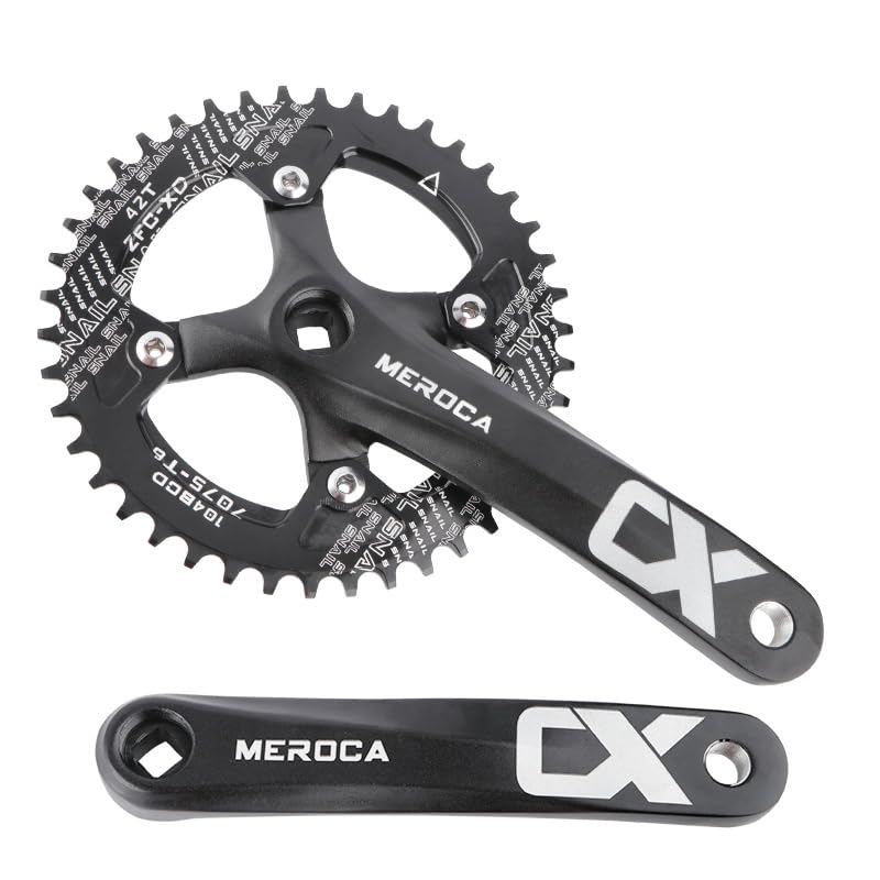 Mountain Bike Crankset, MTB Square Taper Crankset with 170mm Arm 104 BCD, Compatible with Single Speed Bicycle and 8/9/10/11 Speeds Bicycles, Optional 32T/34T/36T/38T/40T/42T Chainring Crank Set (42T) — image 1
