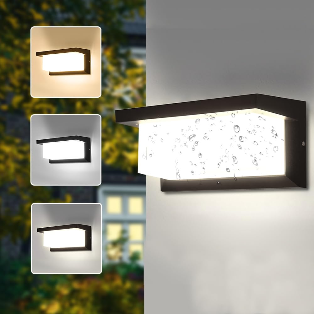 YICALE Aplique Pared Exterior LED,18W Lampara Exterior Pared Interior IP65 Impermeable,Moderna Luz de Aluminio 3000K 4000K 6500K para Terraza,Jardin,Pasillo,Garajes,Salón,Dormitorios,Pavimento
