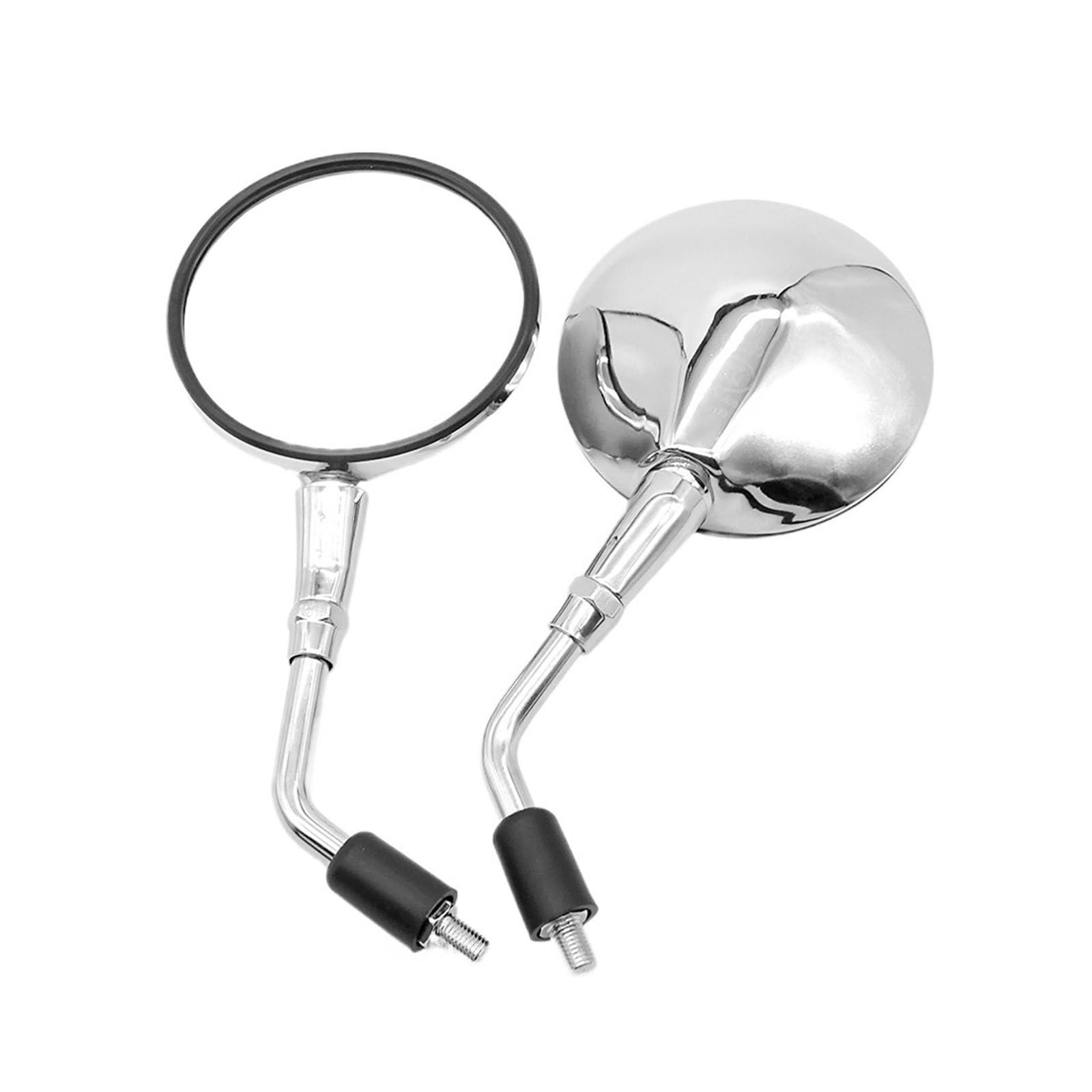 Par De Espejos Retrovisores Universales para Motocicleta, Cromados En Plata, con Rosca De 10 Mm, Redondos Y Ovalados. Espejo Retrovisor Motocicleta