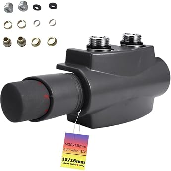 Multiblock Set with Thermostat for Radiator Bathroom Radiator Brass 15/16 mm G1/2 inch G3/4 inch corner and passage shape tap block connection fitting centre connection radiator valve fittings black