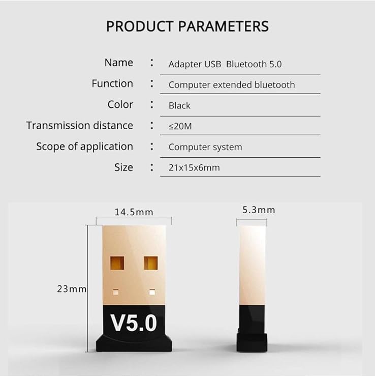 Yeni 2025 Usb Bluetooth 5.0 Adaptörü Verici Alıcı Ses Bluetooth Dongle Kablosuz Usb Adaptörü Siyah, DERWEL5.0
