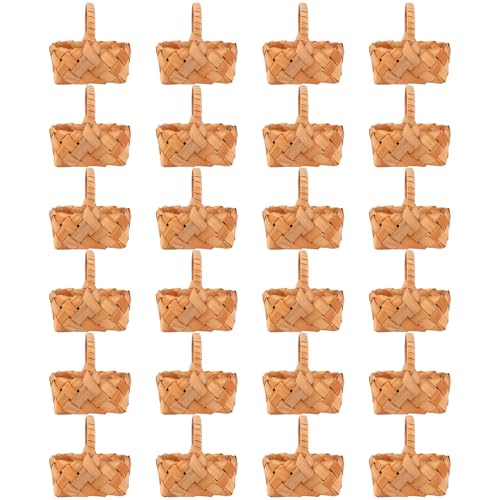 Mini panier pique-nique bois pour emballage de petits cadeaux sans plastique jetable x12