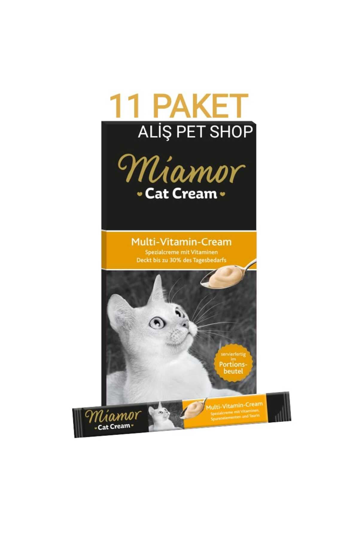 MIAMOR - Cat Snack (Cream) | Delizioso snack per coccolare gatti adulti. Mangime complementare in sacchetto senza zucchero e additivi artificiali | Contenuto: 11 x 6 x 15 g multi-vitamina