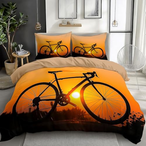 Quixora Housse de Couette Thème de Voyage vélo de Route Thème, 140 x 200 cm – Douce et Résistante aux Rides, Chameau Parures de lit, Parfaite pour la Décoration...