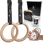 New Grey Fox Premium Numbered 1.1″ Wooden Gymnastic Rings with Adjustable Straps Olympic Size: Chalk, Non-Slip Buckle |Full Body Suspension |Bodyweight Calisthenics |Home Gym Equipment |Fitness Gifts