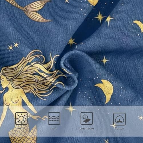 CHIFIGNO Boy Cotton Briefs Printed Underwear Breathable Brief Underwear for Little Boys, Golden Mermaids Blue3