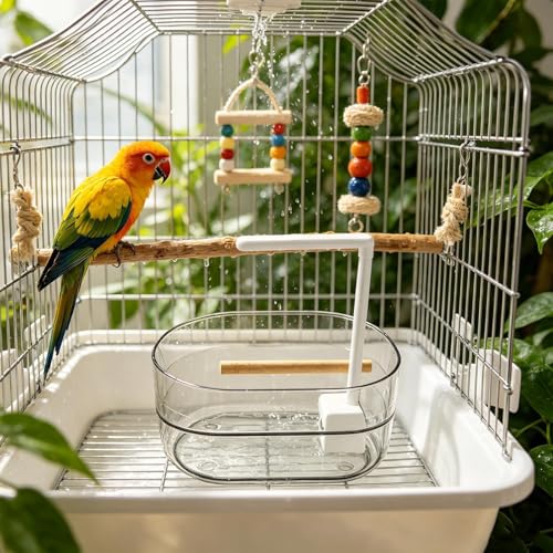 Bañera eléctrica para pájaros con bomba automática de agua corriente gris 5