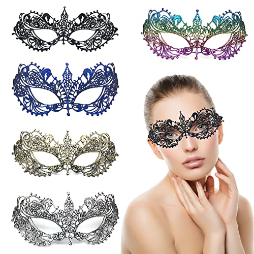5 pièces de masques de bal en dentelle. Masques de mascarade, masques pour les yeux en dentelle, masques pour les yeux mystérieux, masques de mascarade, adaptés aux fêtes de masques de carnaval Cover