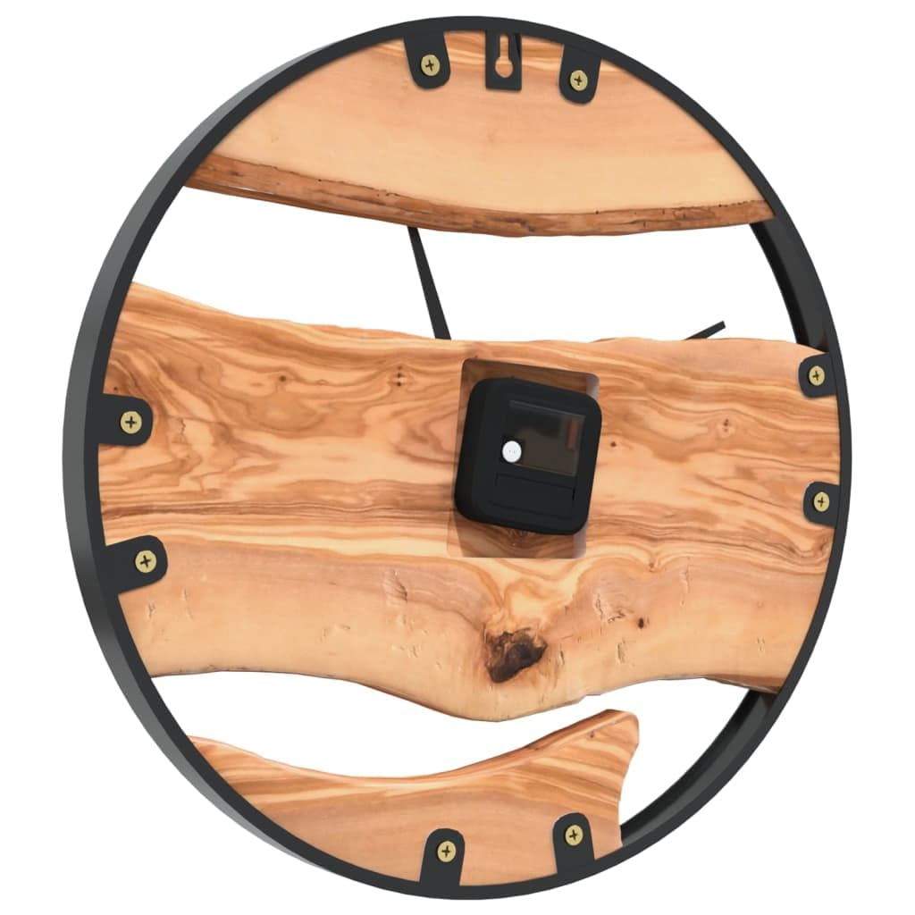 vidaXL Wanduhr Braun Ø35 cm Eisen und Olivenholz, Uhr, Wanduhr für Wohnzimmer, Schlafzimmer, Büros, Schulen, Badezimmer