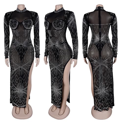 Image of Nagfar Women Rhinestone Sequin Birthday Party Sexy New Year Formal Dress