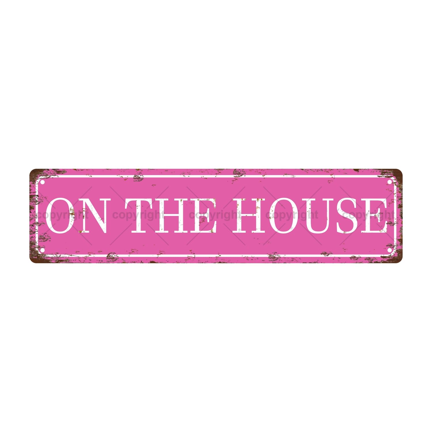 On The House Attention Metal Tin Street Sign Bar Cafe Garage Cave Home Room Wall Bathroom Farmhouse Garden Porch Patio Decor,4x16 Inch