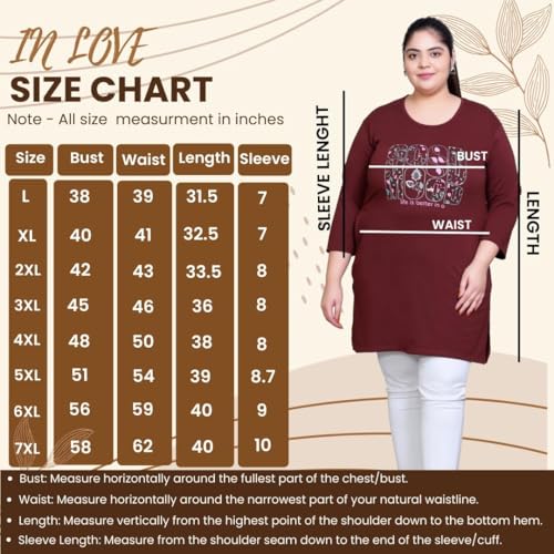 Image of In Love Women's Printed Cotton Plus Size Longline T-Shirt with Pockets | Cotton fabric - soft longline T-shirt with easy plus-size fit