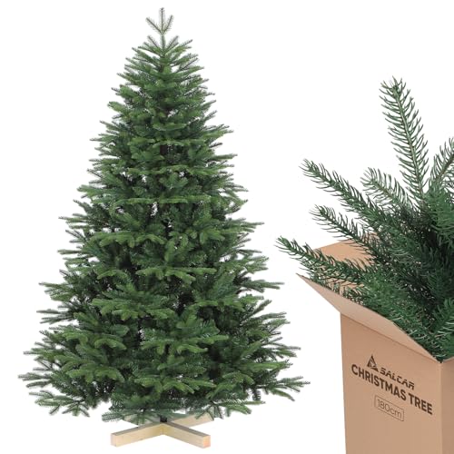 SALCAR Weihnachtsbaum künstlich 180 cm mit Holzständer, PE...