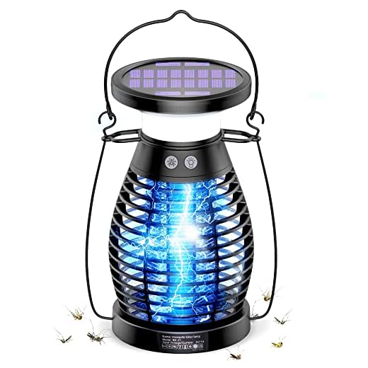 BANPESTT Solar Bug Zapper Outdoor Waterproof for Mosquito,Gnat,Moth,Fruit Fly,Wasp|3-in-1 Insect Killer & Rechargeable Camping Lantern|Pest Control for Patio & Indoor 1/2 Acre Coverage