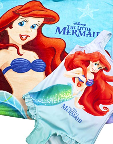 Disney The Little Mermaid Girl's Swimsuit & Hooded Towel Poncho Set4