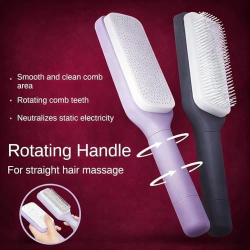 Image of KAIDAA Self Cleaning Hair Brush for Women & Men, Detangler Hair Comb for Wet Dry Hair, Anti Static Hairbrush, Scalp Massage Comb for Curly Thick Hair