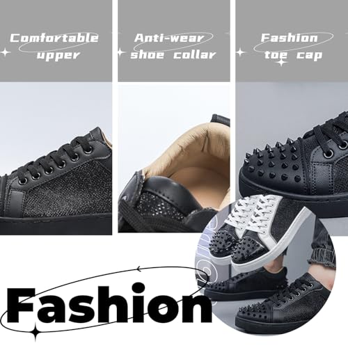 Men's Rivet Punk Sneakers Casual Fashion Low Top Lace Up Non-Slip Y2K Street Sneaker Comfortable Goth Dance Date Shoes2